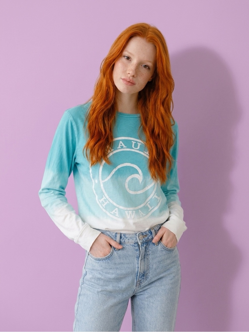 Ocean Drive Turquoise “Hawaii” Long Sleeve Top 🌴🩵